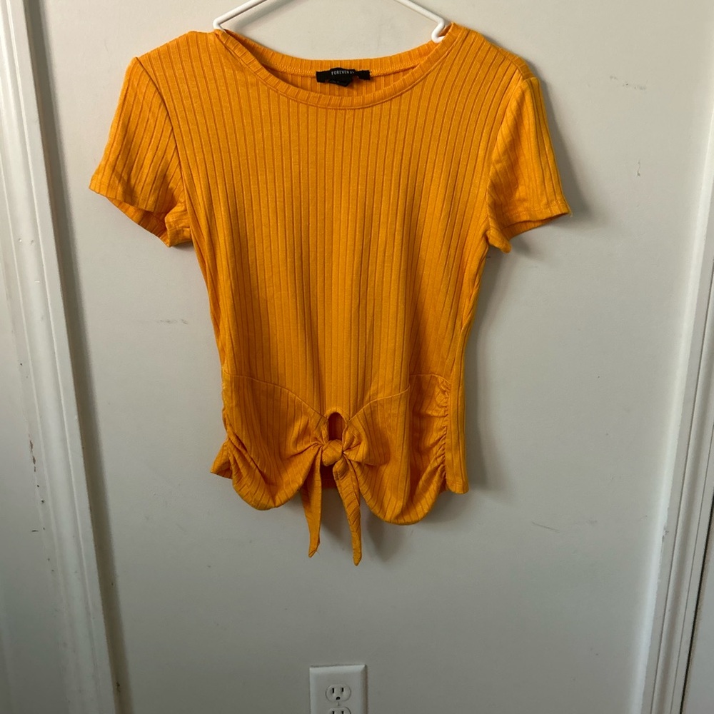 Forever 21 yellow front knot top